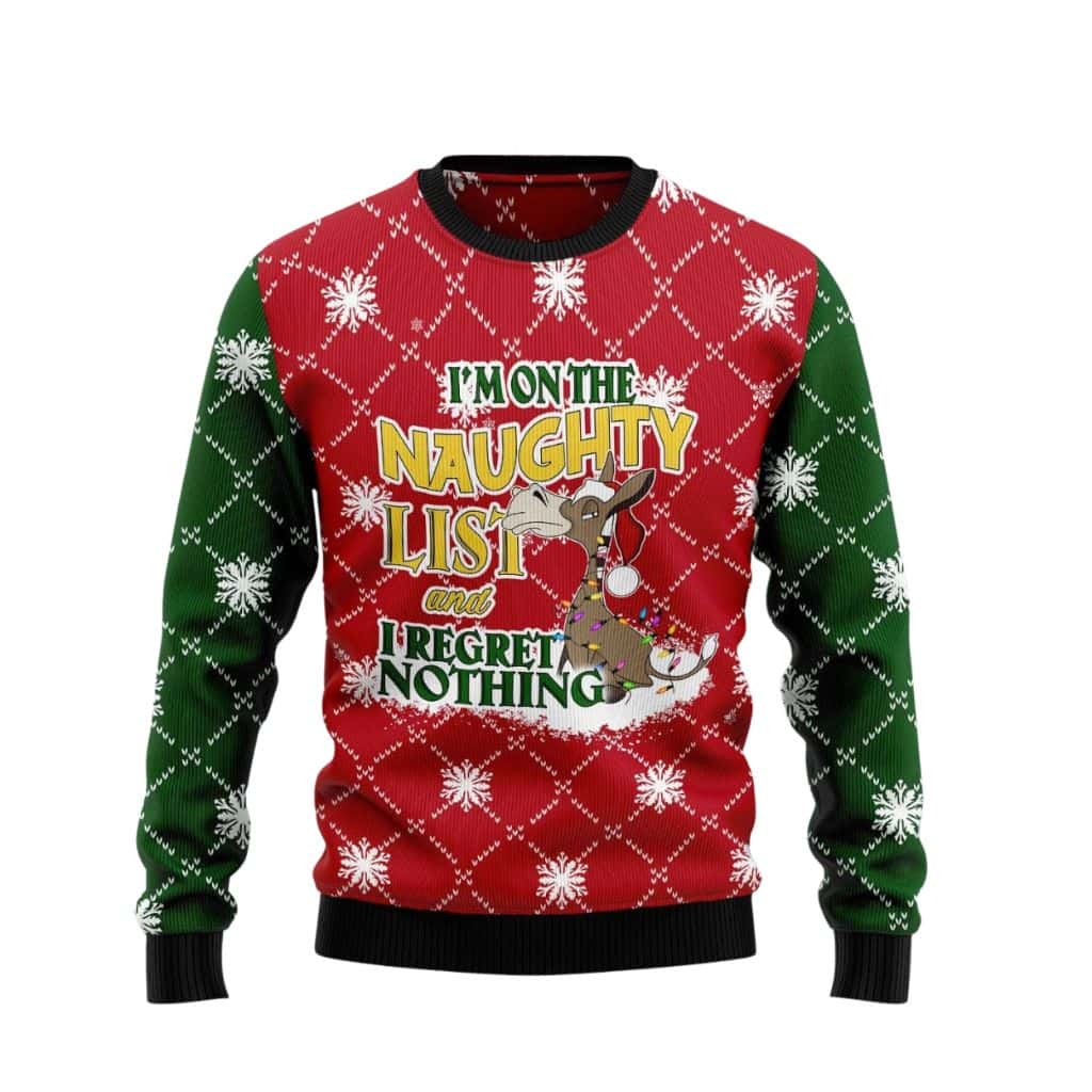 Donkey Naughty List Ugly Christmas Sweater