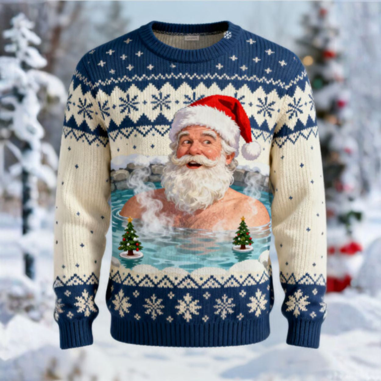 Hot Tub Santa Ugly Christmas Sweater
