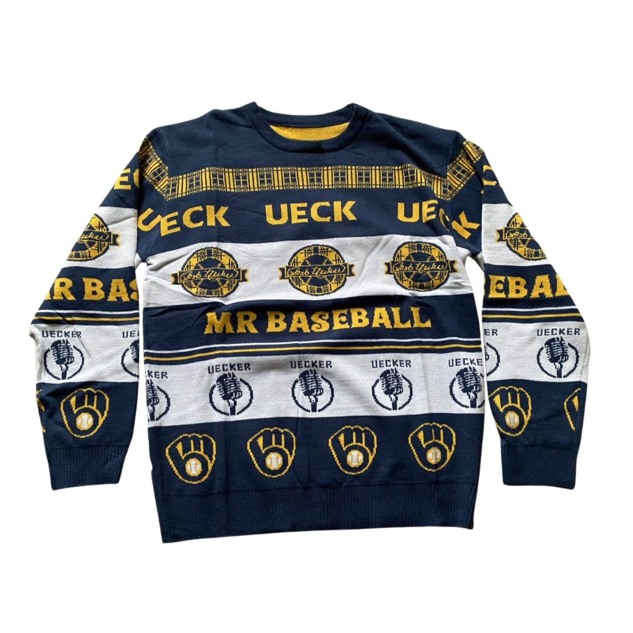 Ken Halpern Bob Uecker Honor Brewers Legend Sweater
