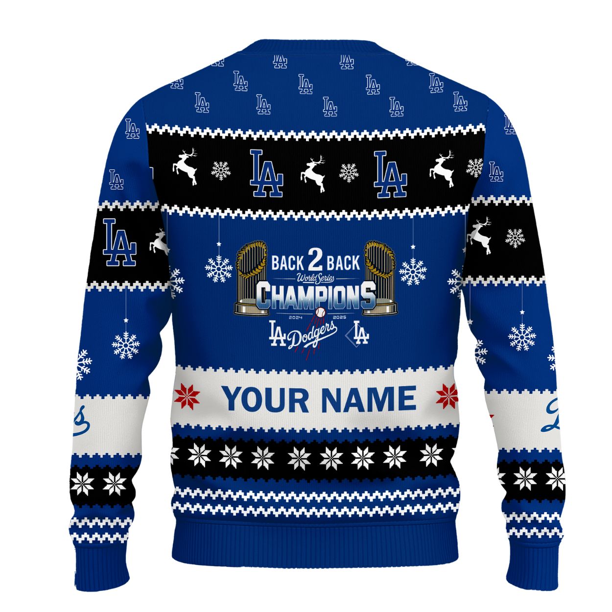 LA Dodgers Back To Back World Series 2025 Champions Ugly Christmas Sweater