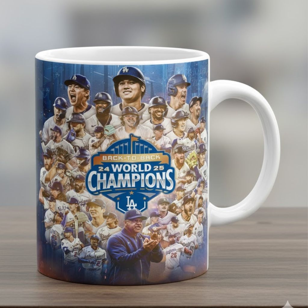 LA Dodgers Back To Back World Series 24 25 Champions Mug