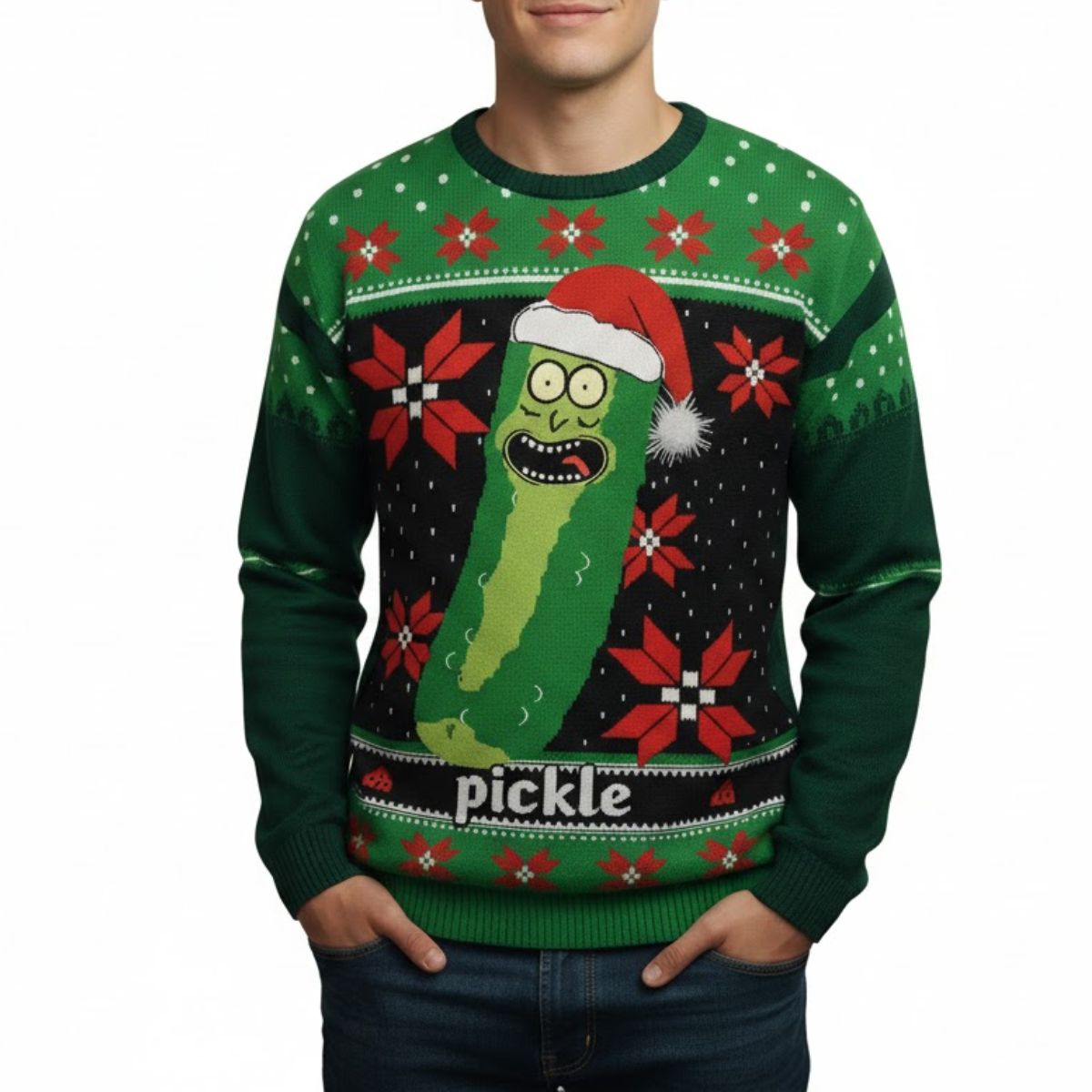 Rick and Morty Pickle Rick Ugly Christmas Sweater