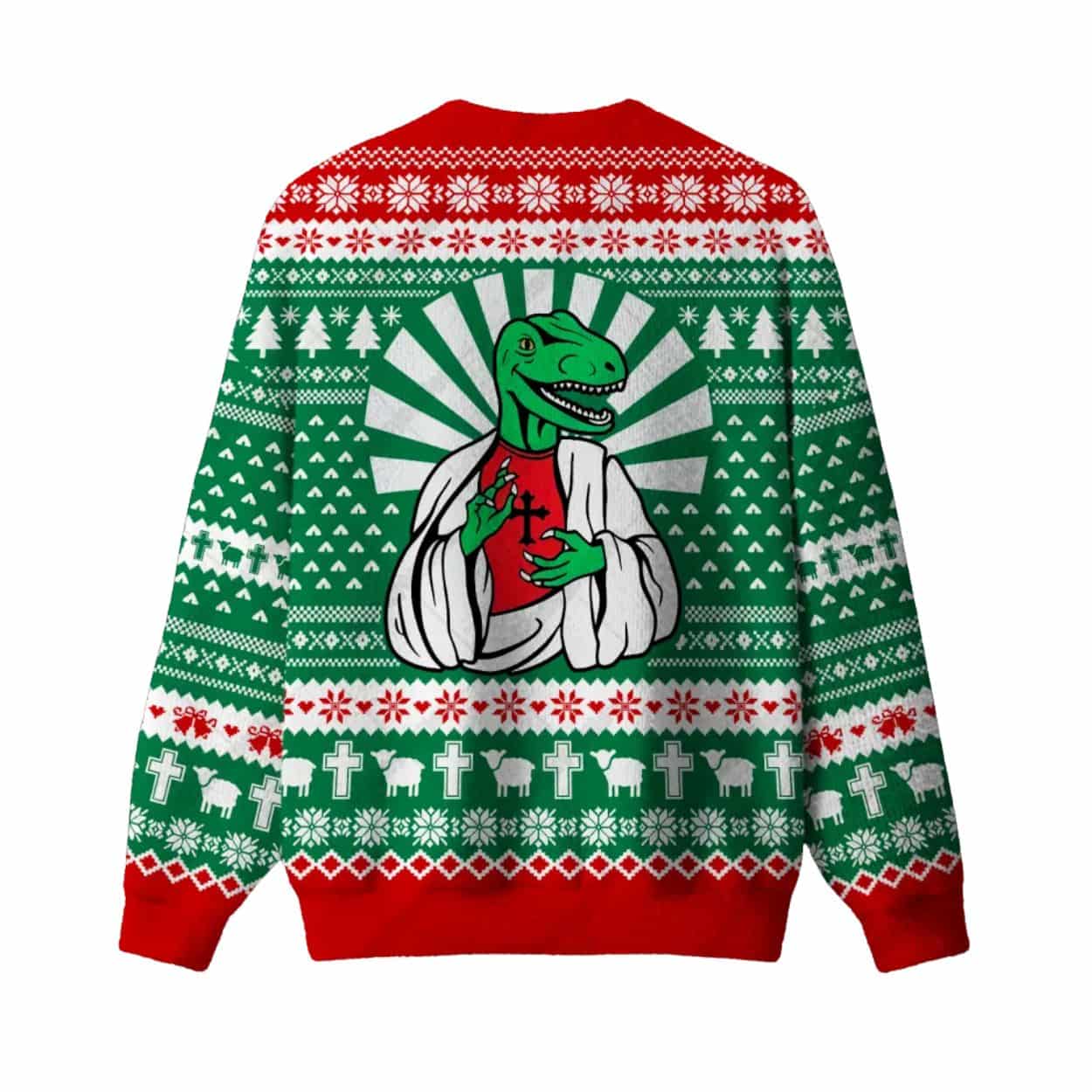 The Lord Is My Shepherd Dino Ugly Christmas Sweater