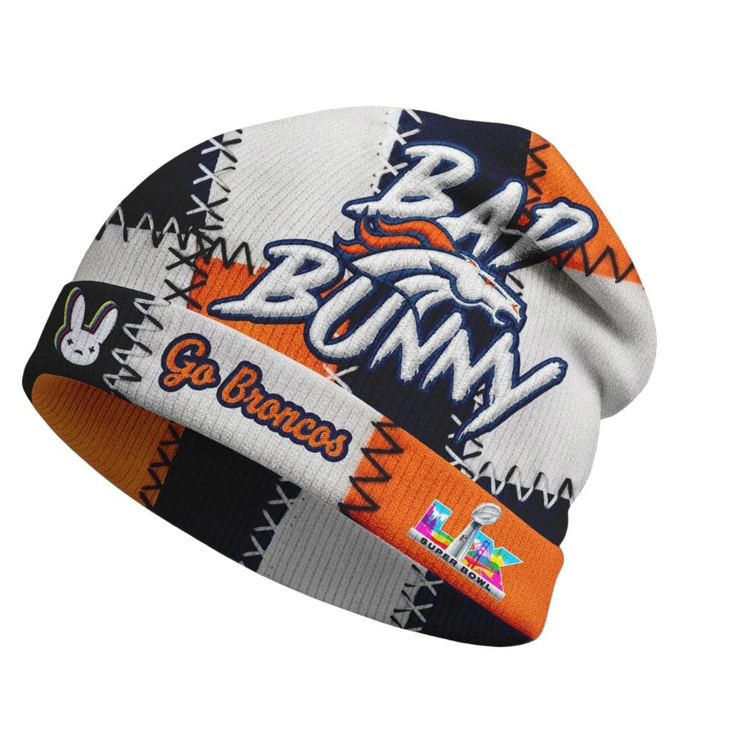 Bad Bunny Go Broncos SB 2026 Beanie Hat
