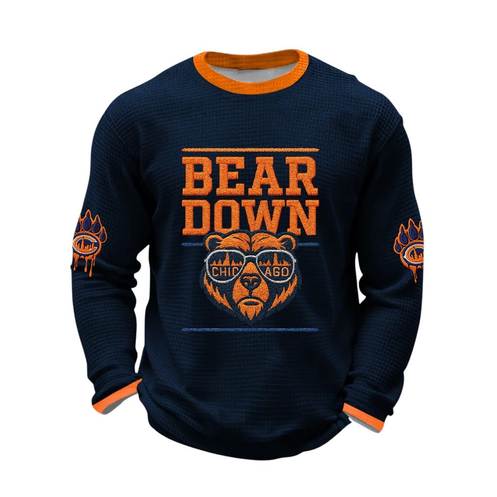 Bears Down Football Fans Gameday Casual Waffle Sweatshirt