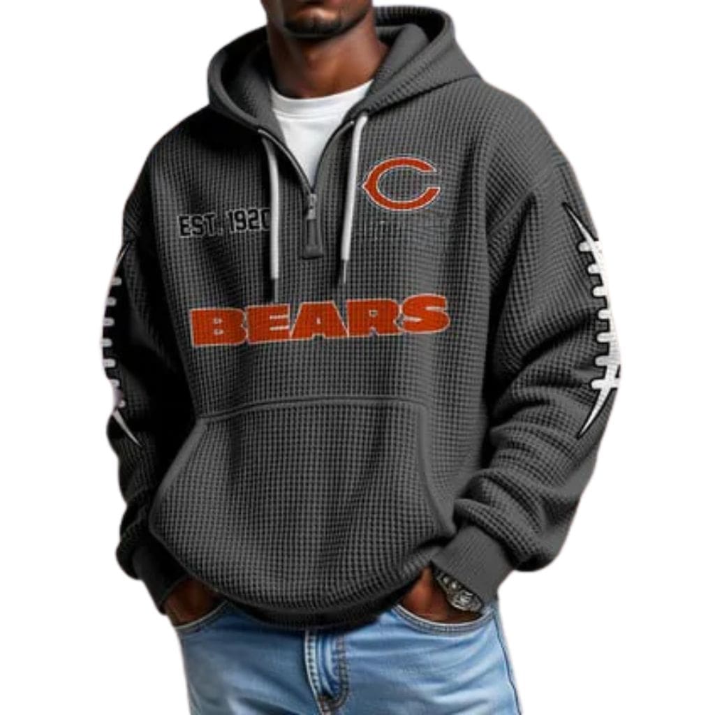 Bears EST 1920 Half Zip Waffle Hoodie 