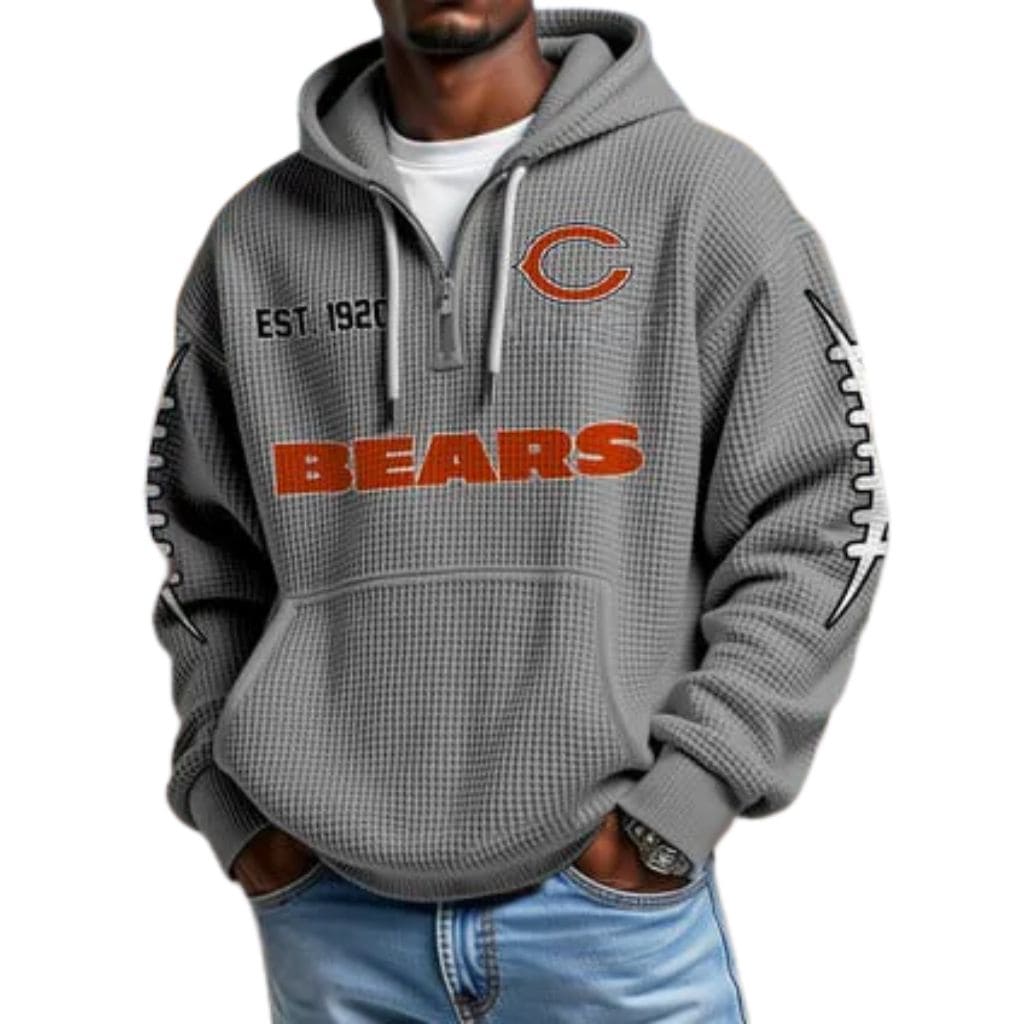 Bears EST 1920 Half Zip Waffle Hoodie 