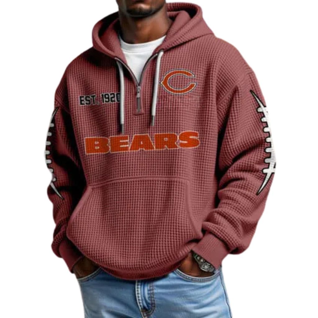 Bears EST 1920 Half Zip Waffle Hoodie 