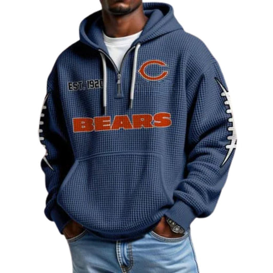 Bears EST 1920 Half Zip Waffle Hoodie 