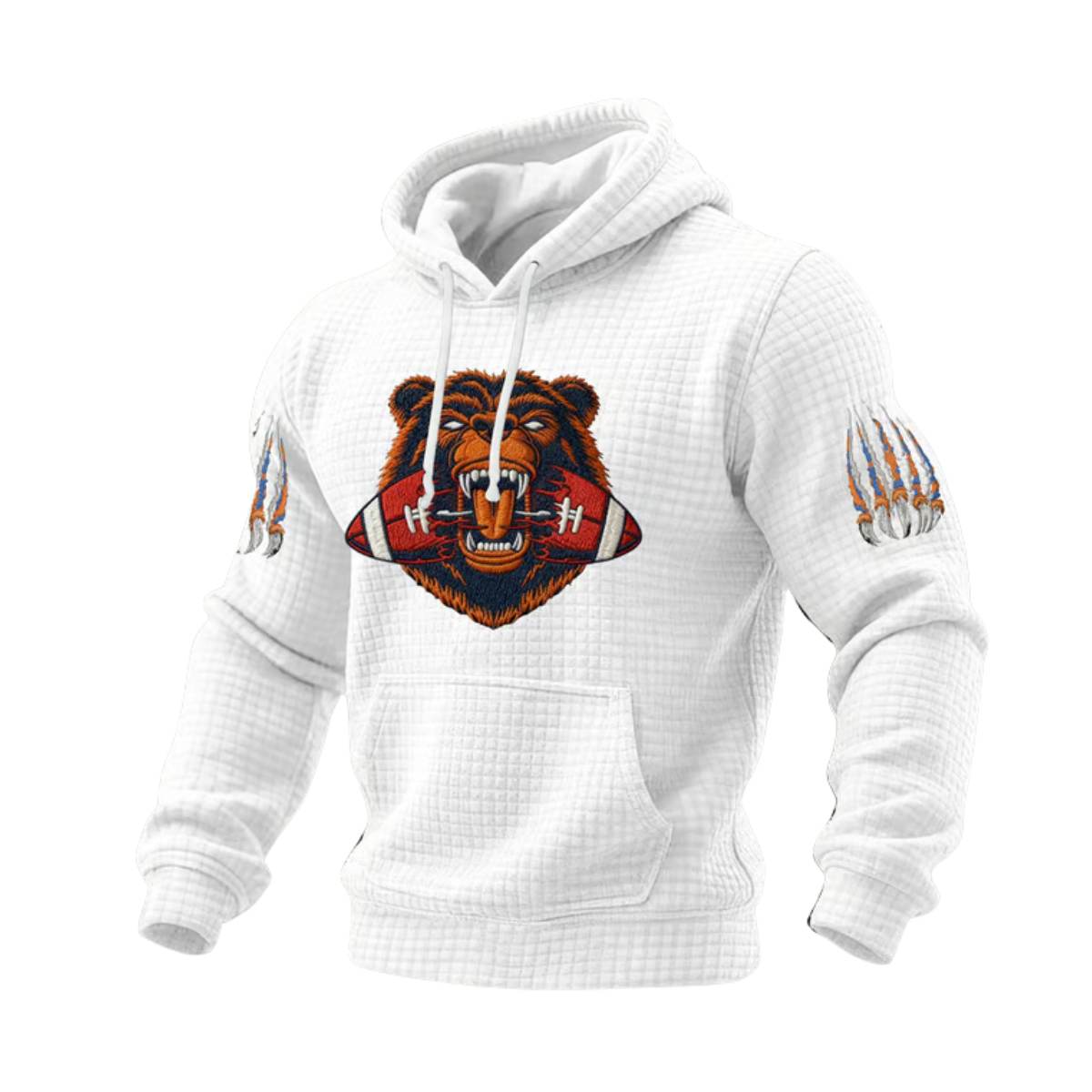Bears Football Print Checkered Fabric Hoodie