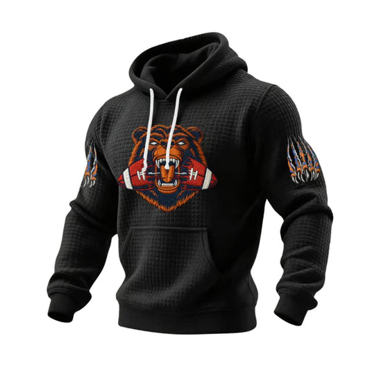 Bears Football Print Checkered Fabric Hoodie
