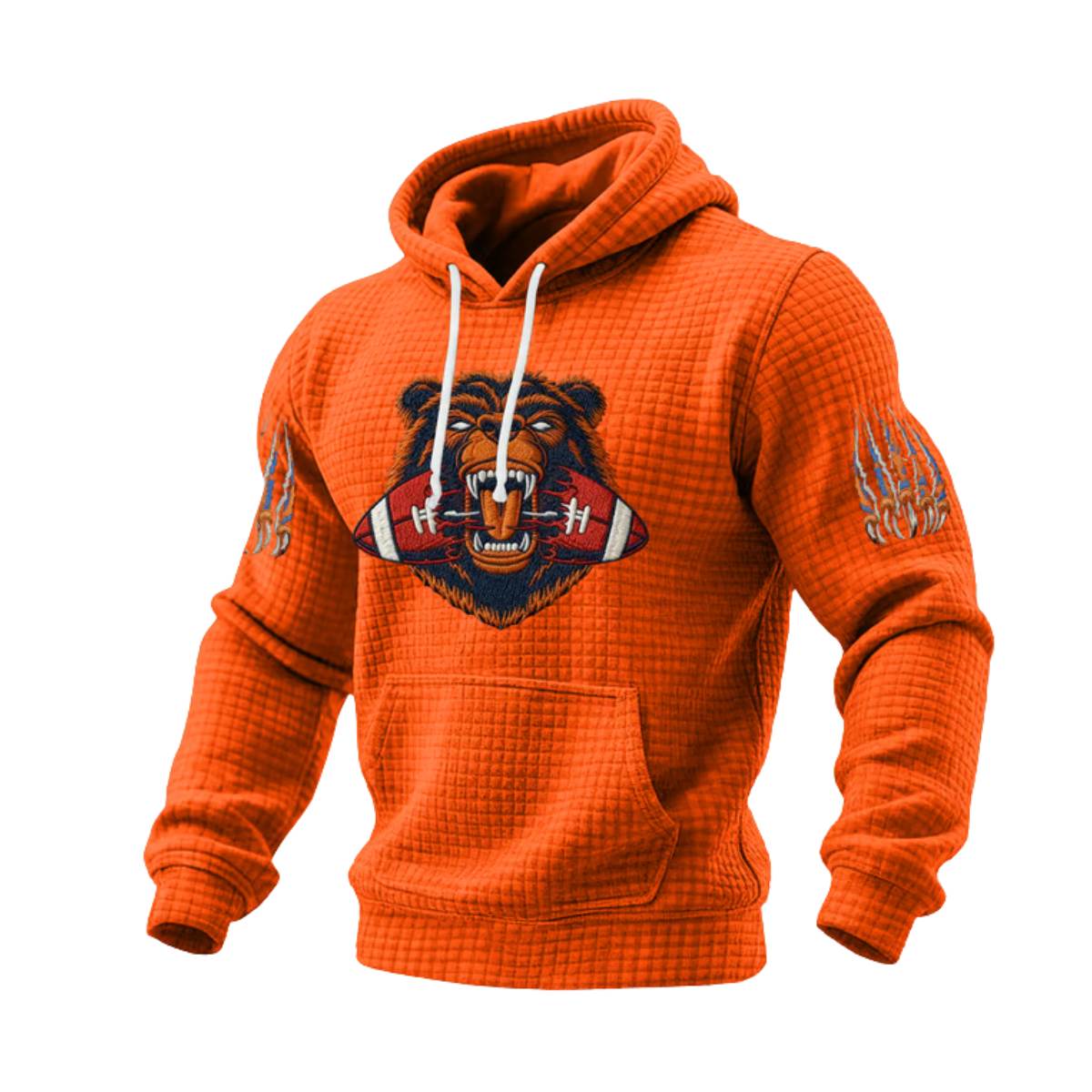 Bears Football Print Checkered Fabric Hoodie