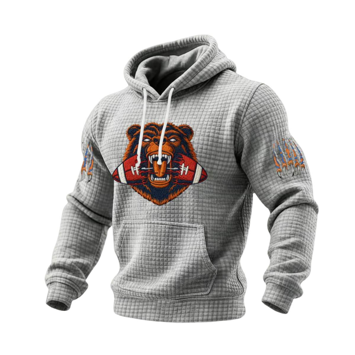 Bears Football Print Checkered Fabric Hoodie
