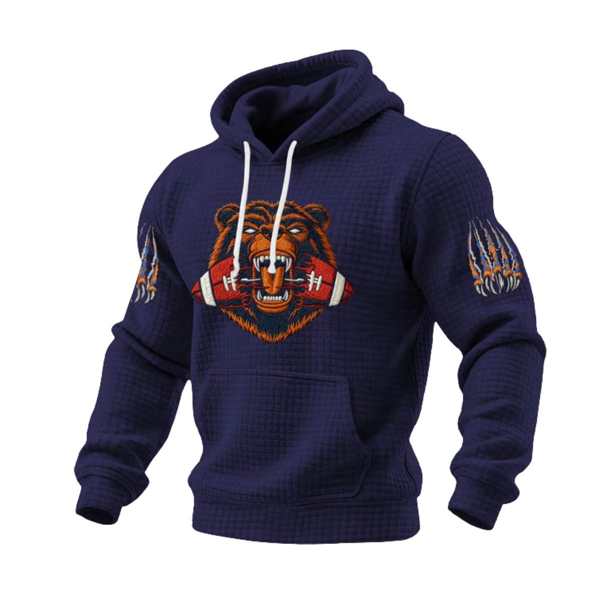 Bears Football Print Checkered Fabric Hoodie