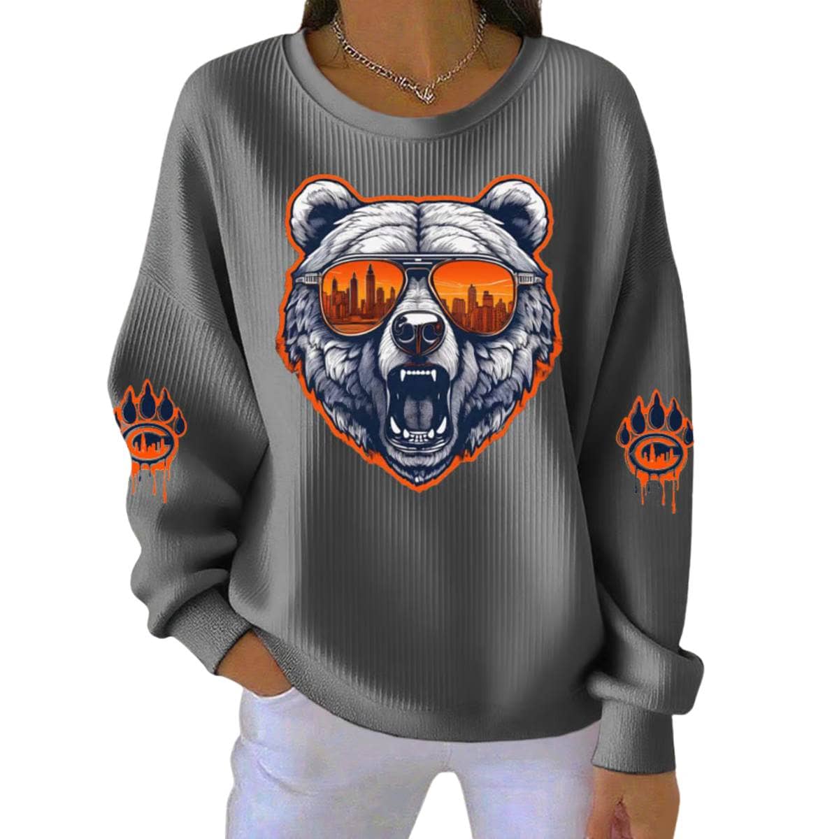 Bears Football Print Knitted Sweater