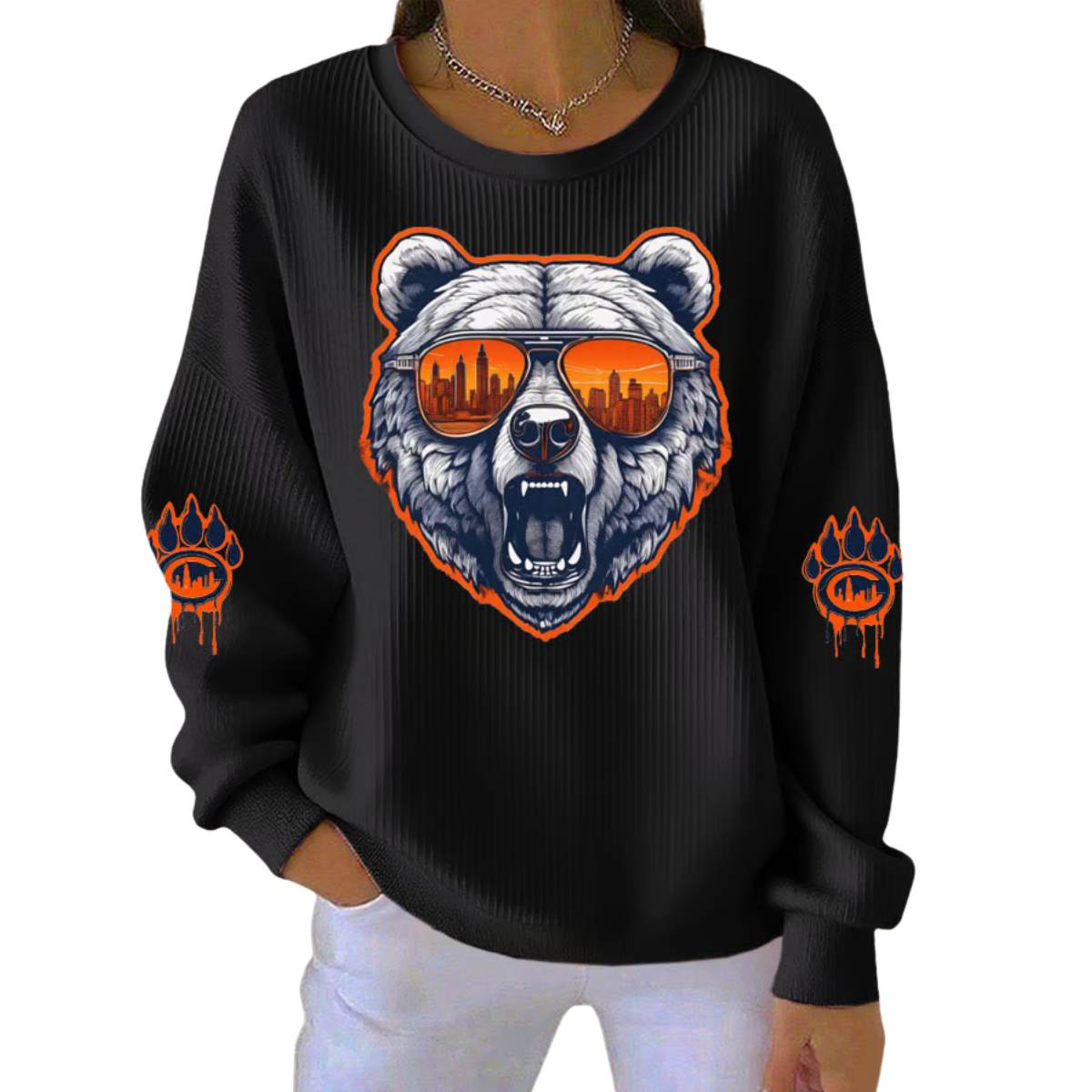 Bears Football Print Knitted Sweater