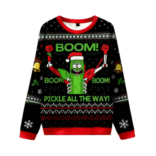 Boom Boom Pickle All The Way Ugly Christmas Sweater