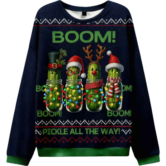 Boom Pickle All The Way Ugly Christmas Sweater