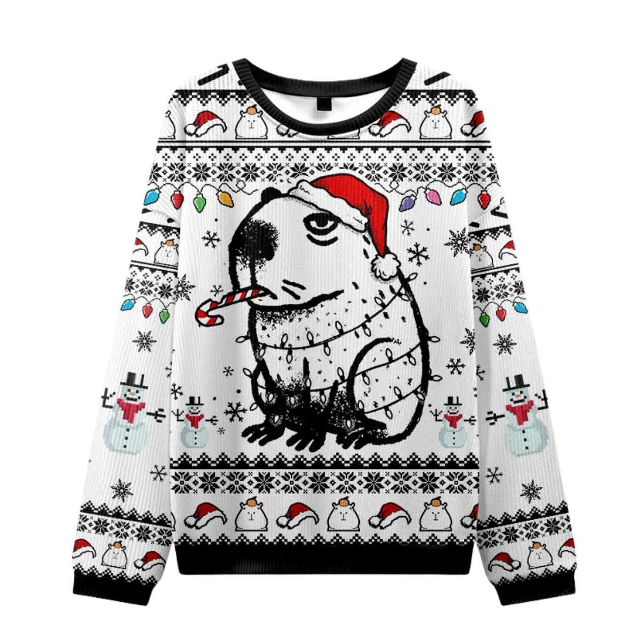 Capybara Smoking Candy Cane Ugly Christmas Sweatshirt