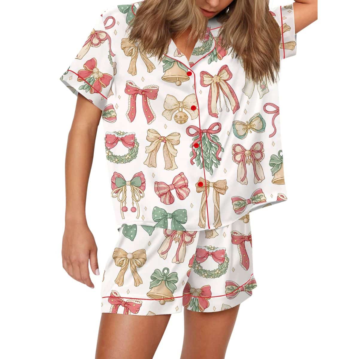 Coquette Christmas Bows Pajama Set