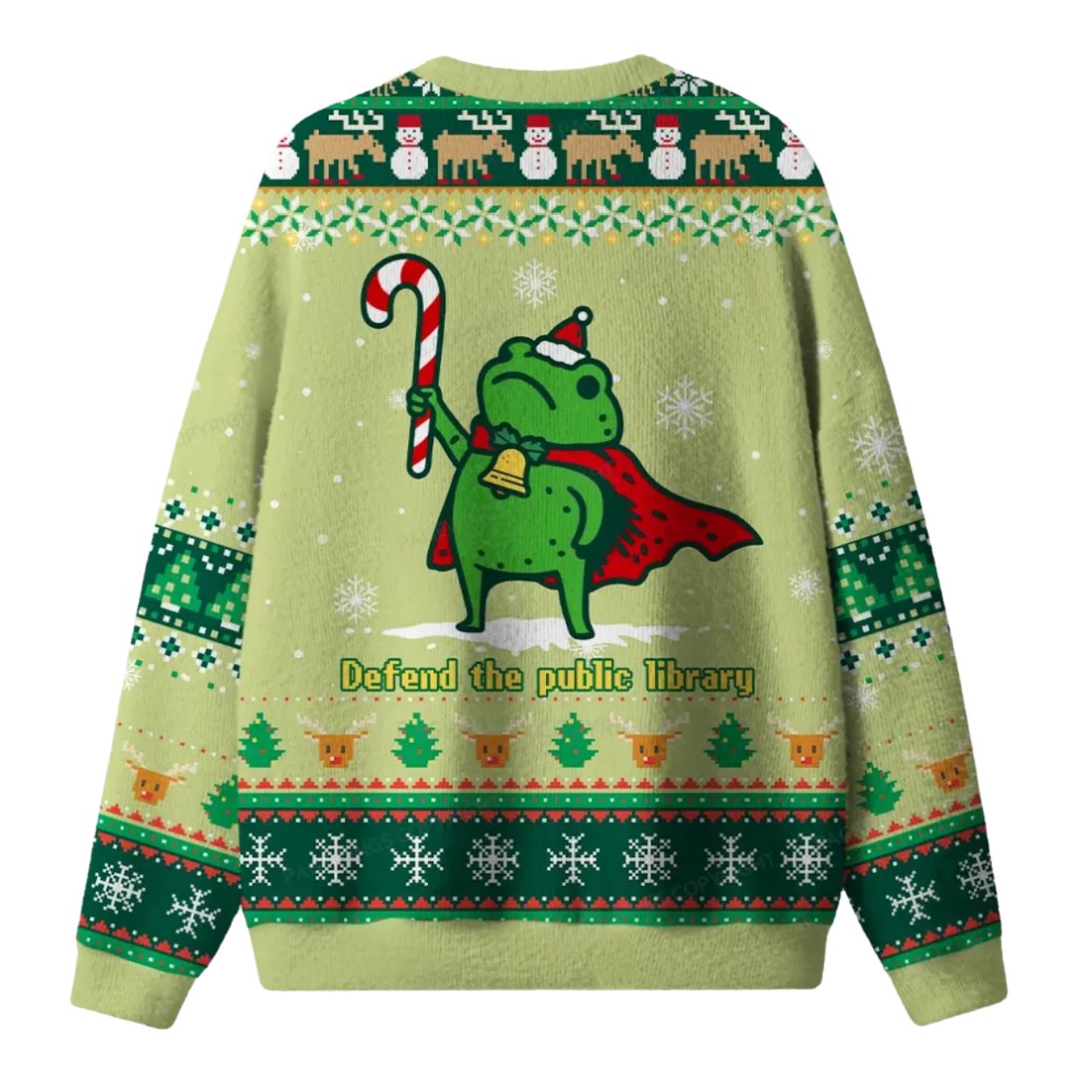 Defend The Public Library Frog Ugly Christmas Sweater