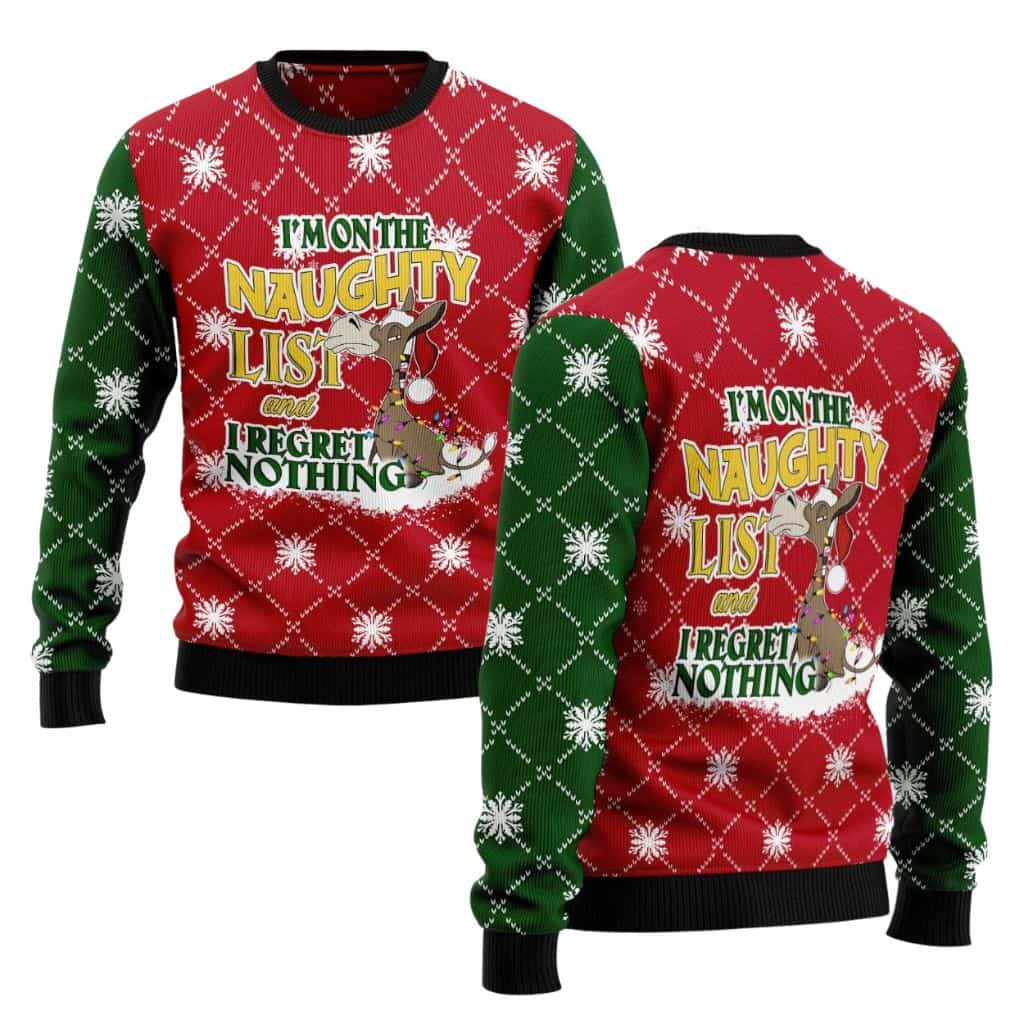 Donkey Naughty List Ugly Christmas Sweater