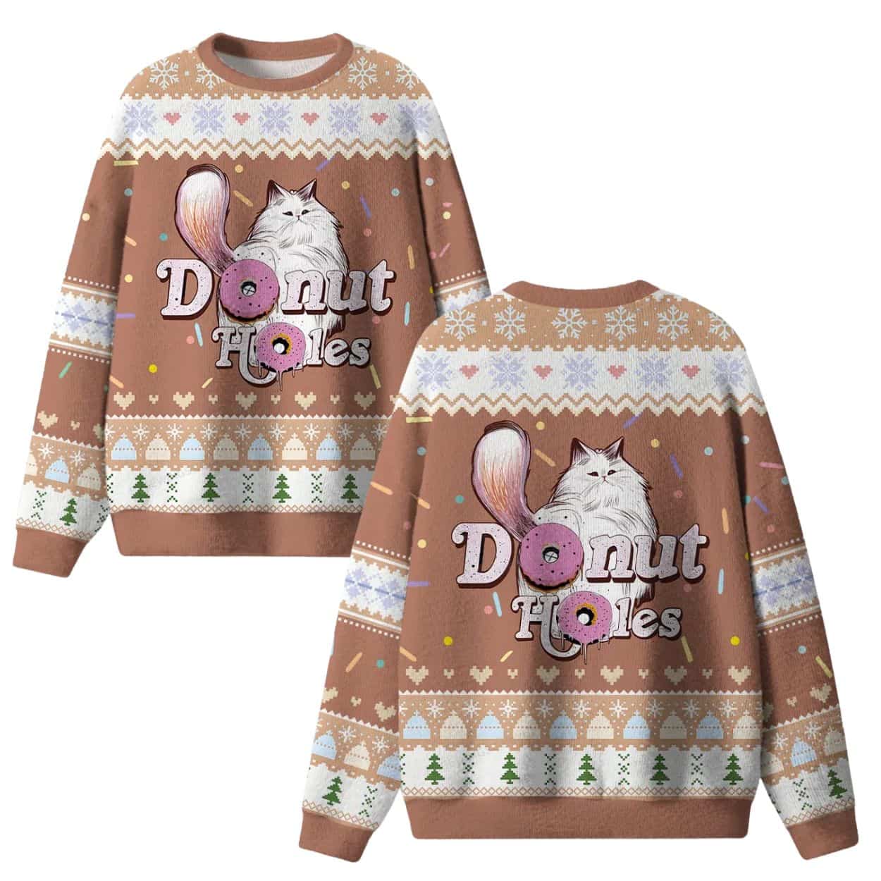 Donut Holes Cat Funny Christmas Ugly Sweater