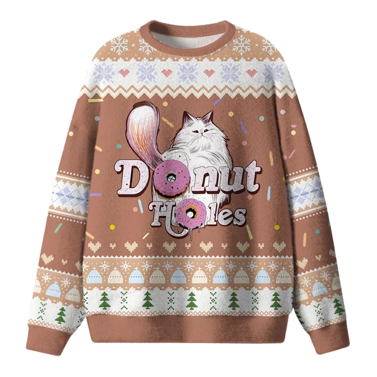 Donut Holes Cat Funny Christmas Ugly Sweater