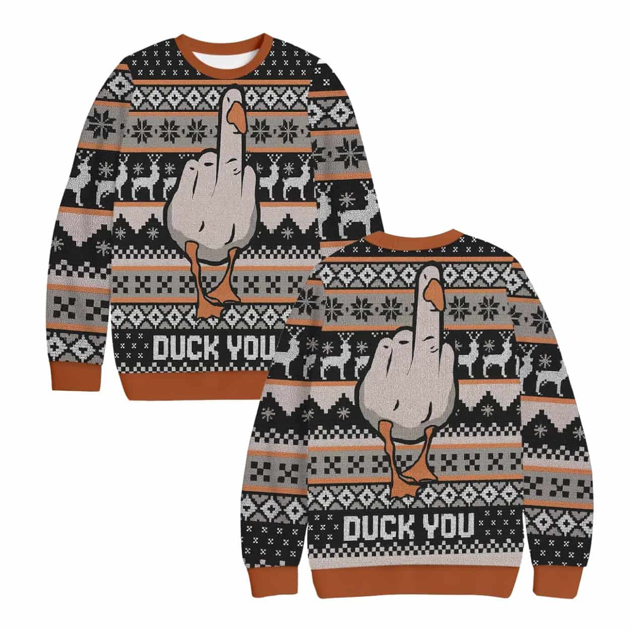 Duck You Middle Finger Christmas Ugly Sweater