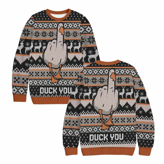 Duck You Middle Finger Christmas Ugly Sweater