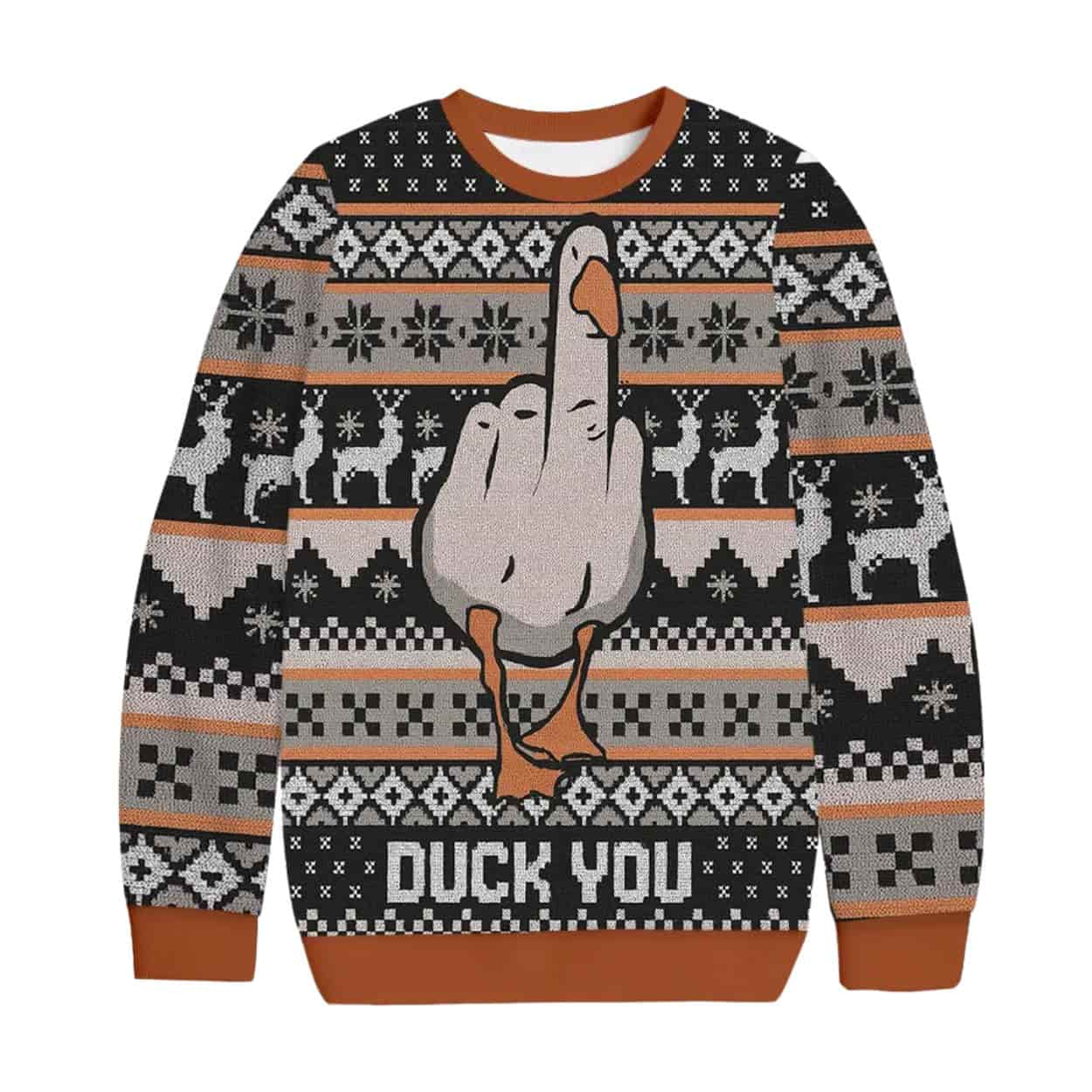 Duck You Middle Finger Christmas Ugly Sweater