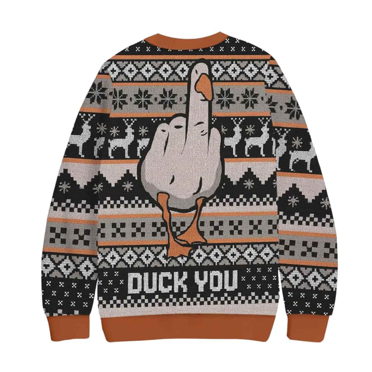 Duck You Middle Finger Christmas Ugly Sweater