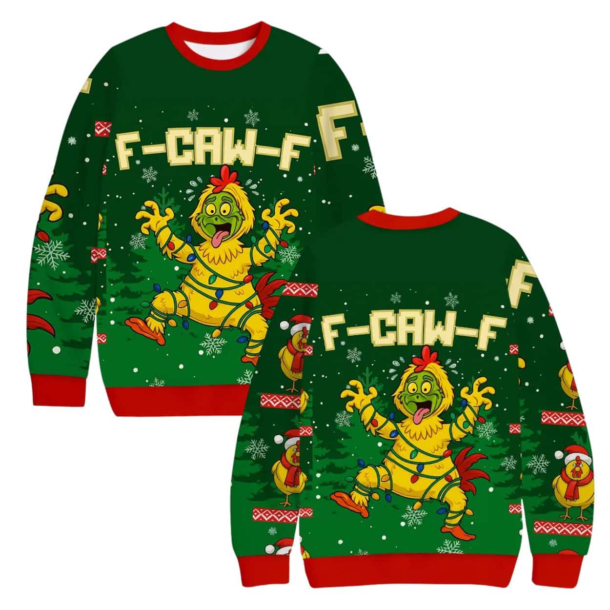 F Caw F Chicken Christmas Ugly Sweater