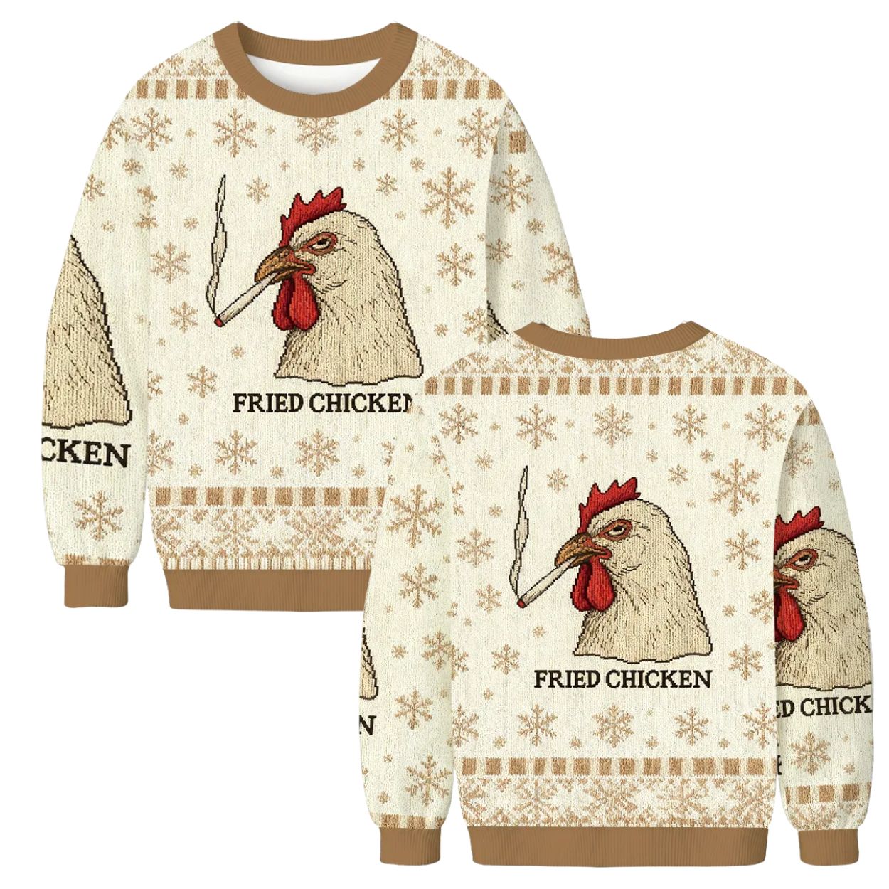 Fried Chicken 420 Smoking Meme Ugly Christmas Sweater