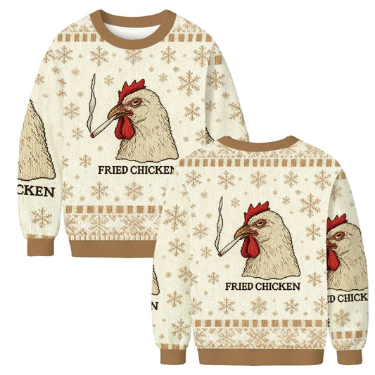 Fried Chicken 420 Smoking Meme Ugly Christmas Sweater
