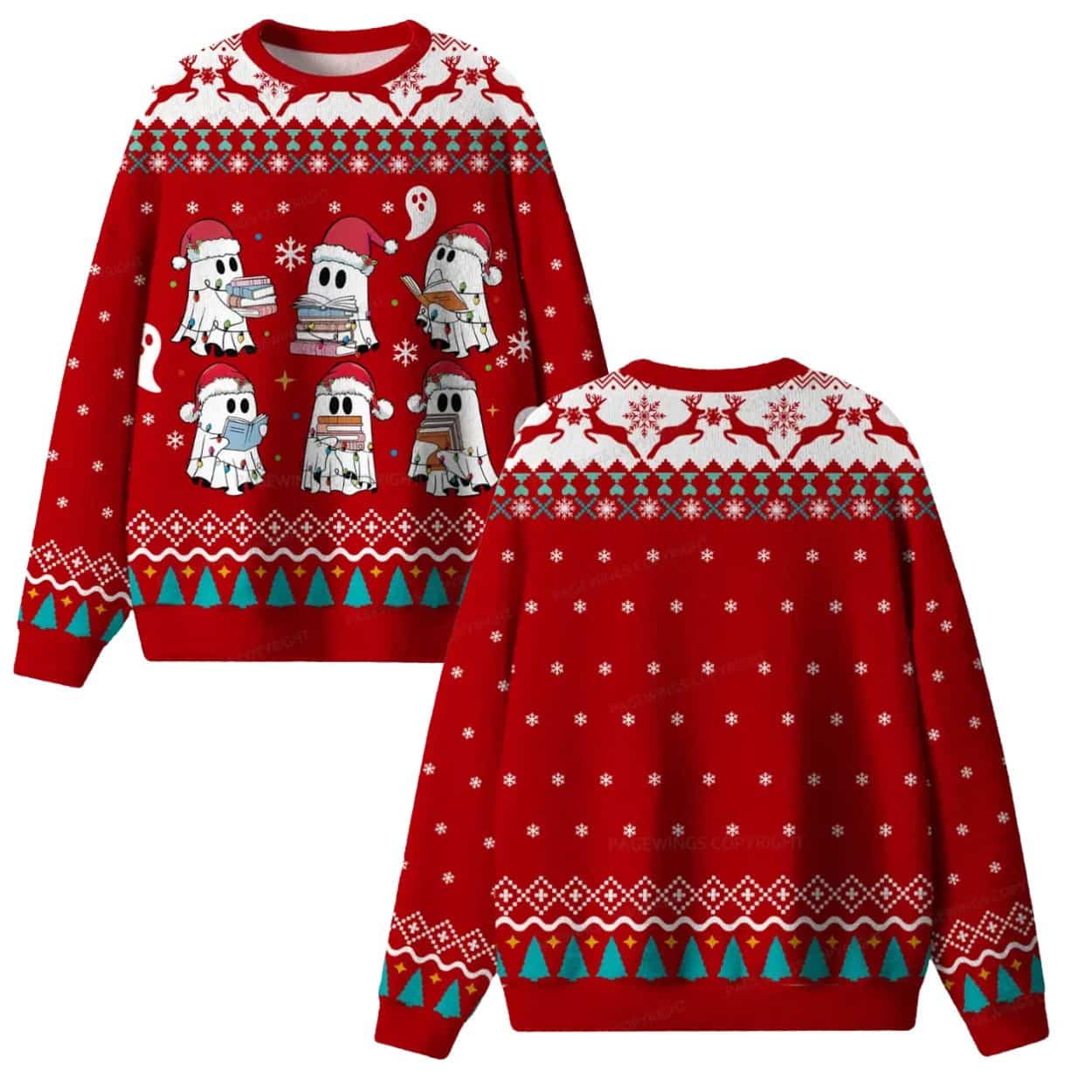 Ghost Reading Book Club Ugly Christmas Sweater