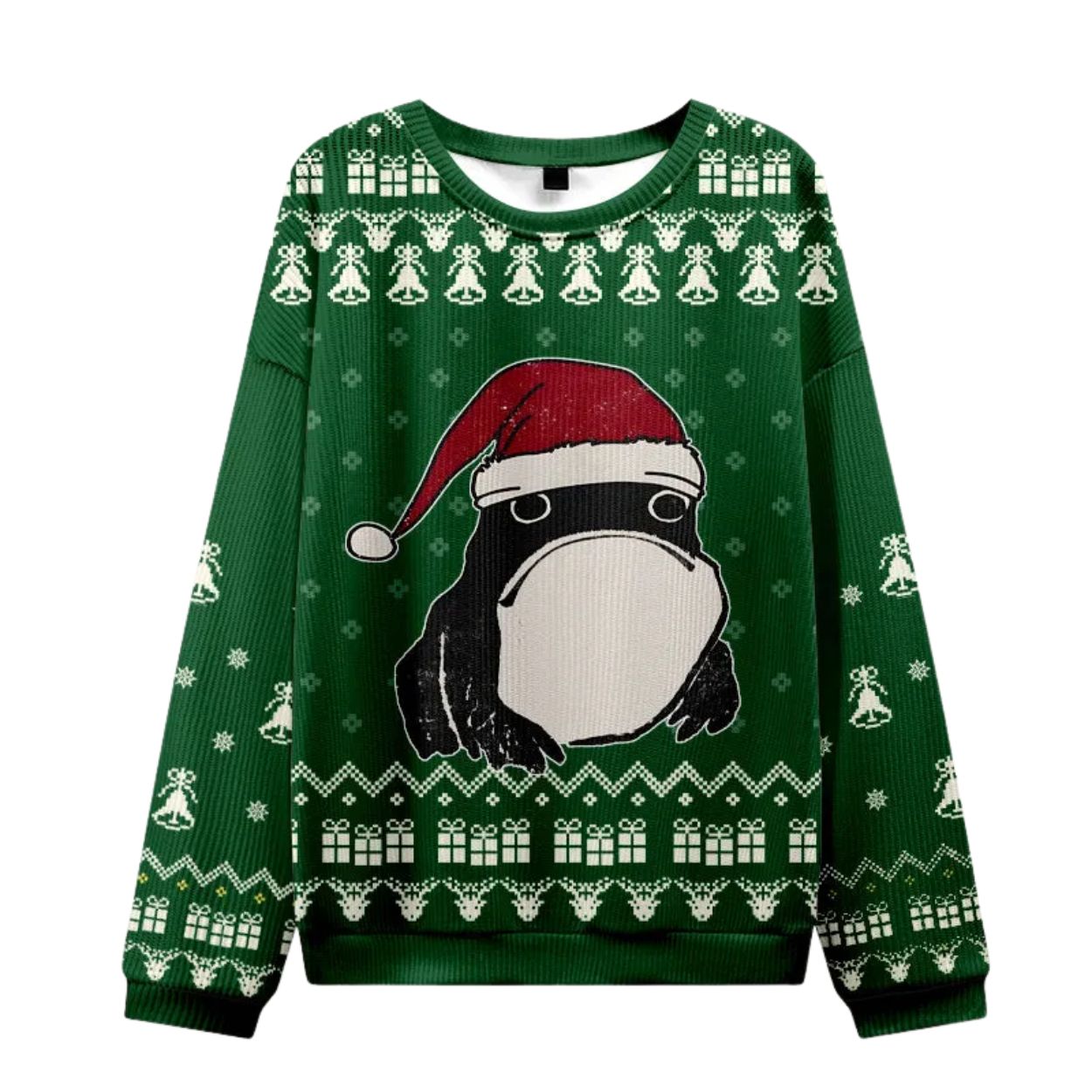 Green Frog Santa Hat Ugly Christmas Sweater