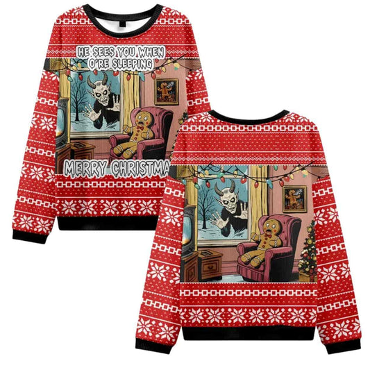 He Sees You When You’re Sleeping Merry Christmas Ugly Sweater
