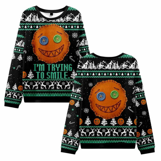 I'm Trying To Smile Gingerbread Ugly Christmas Sweater