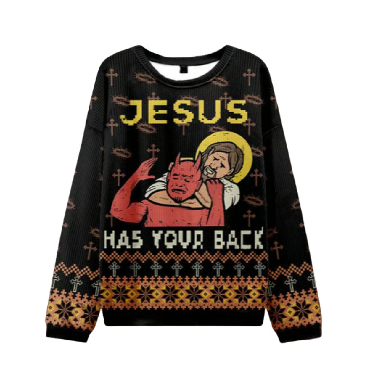 Jesus Has Your Back Ugly Christmas Sweatshirt