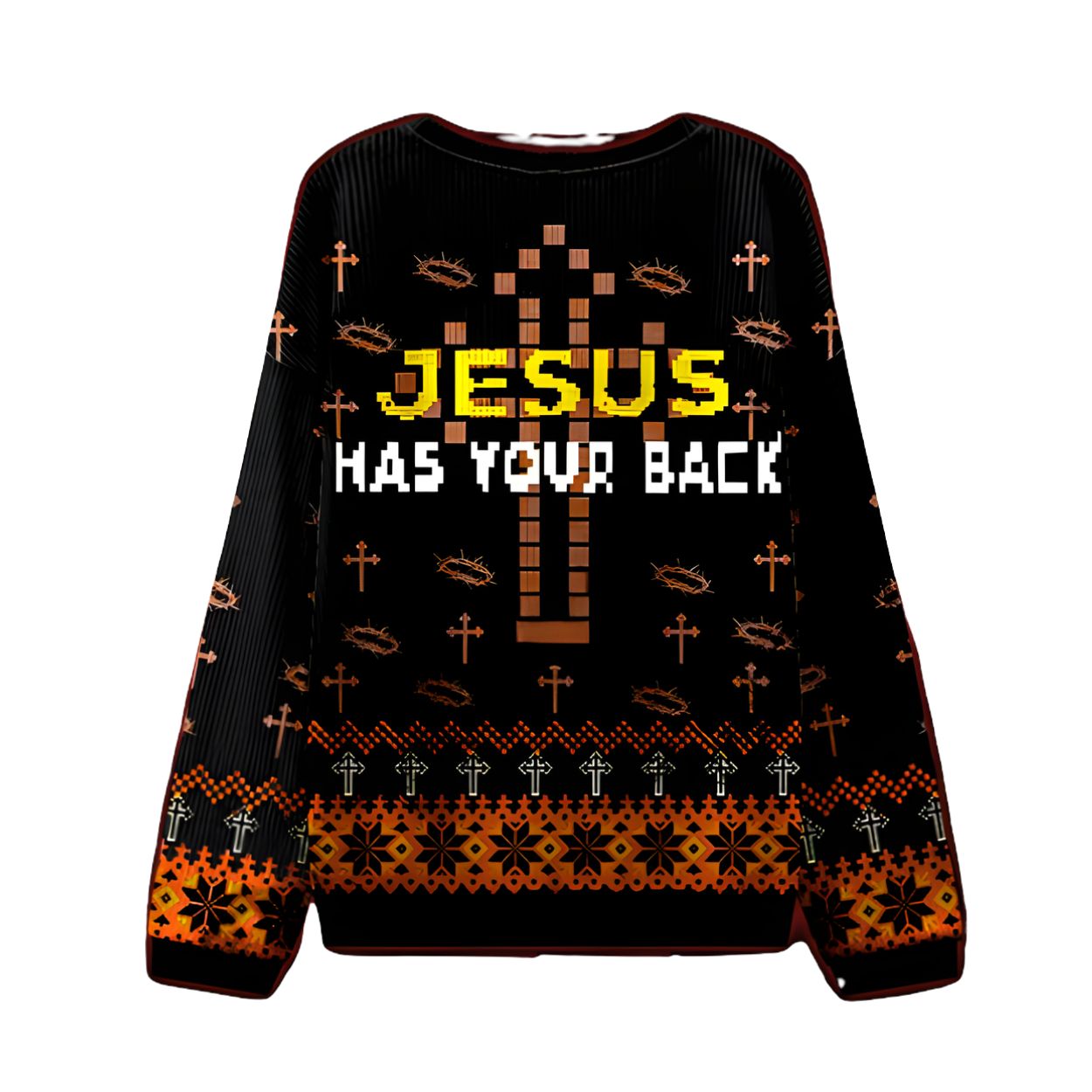 Jesus vs Devil Has Your Back Ugly Christmas Sweater