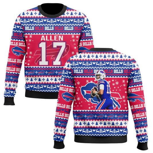Josh Allen Bills Ugly Christmas Sweater