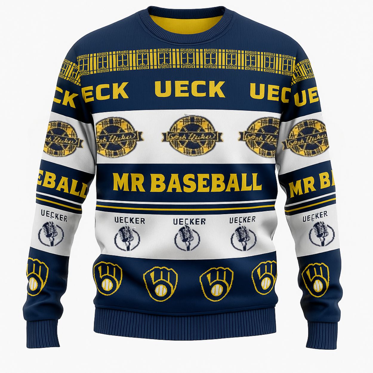 Ken Halpern Bob Uecker Honor Brewers Legend Sweater