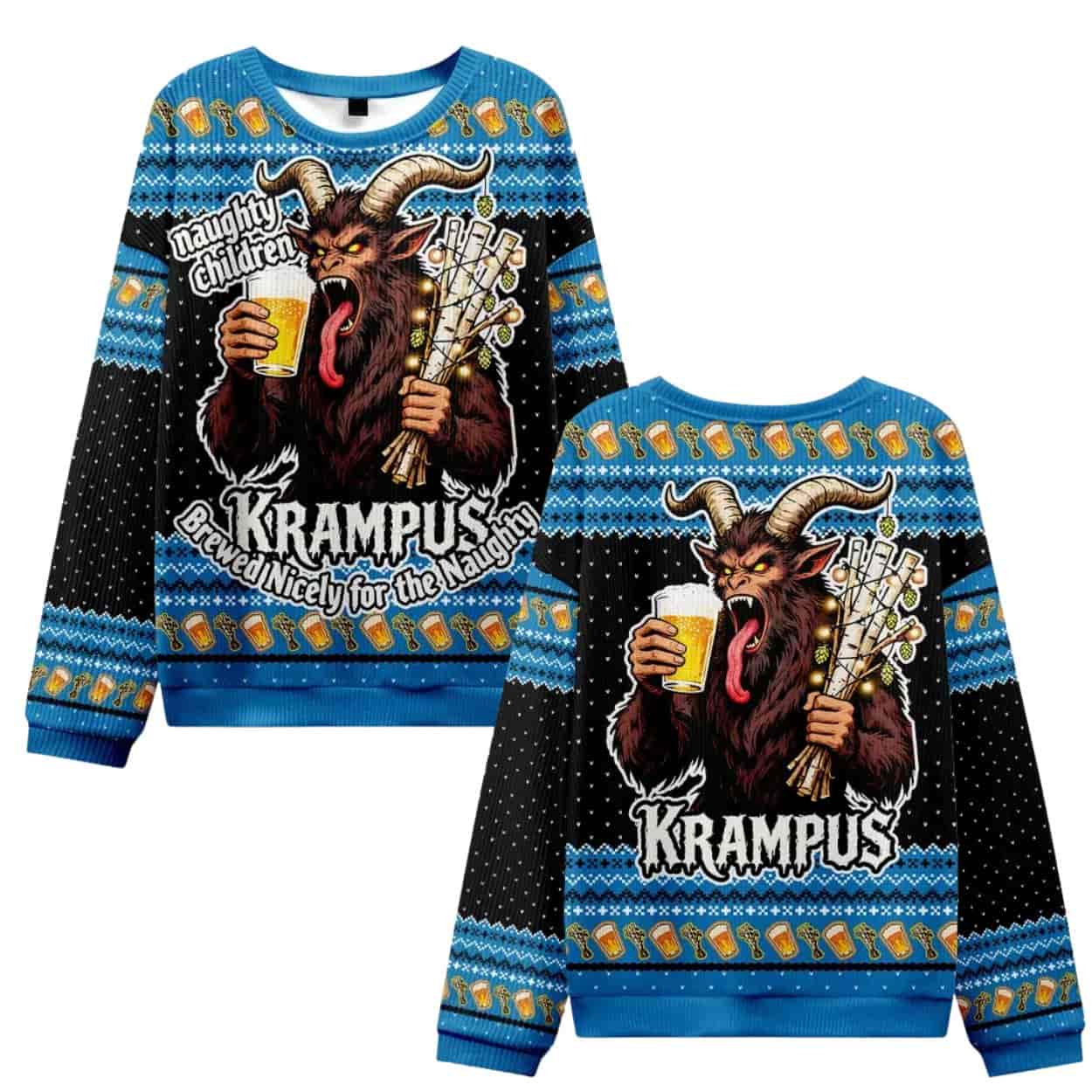 Krampus Drinking Beer Ugly Christmas Sweater