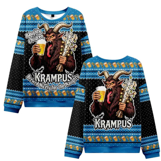 Krampus Drinking Beer Ugly Christmas Sweater