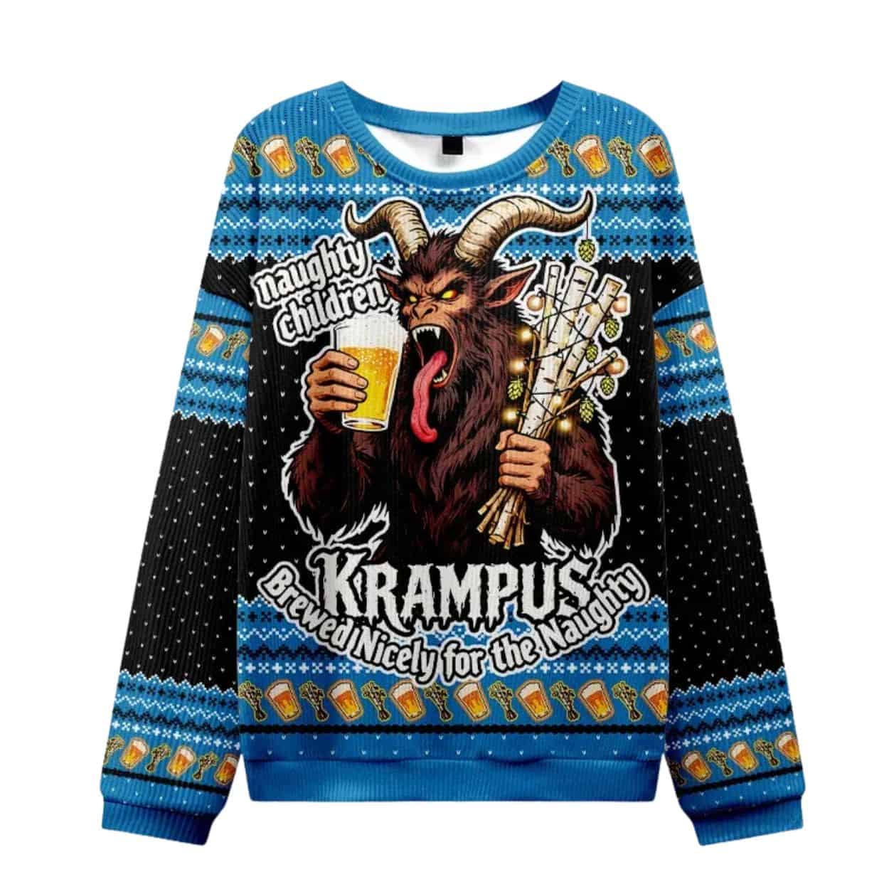 Krampus Drinking Beer Ugly Christmas Sweater