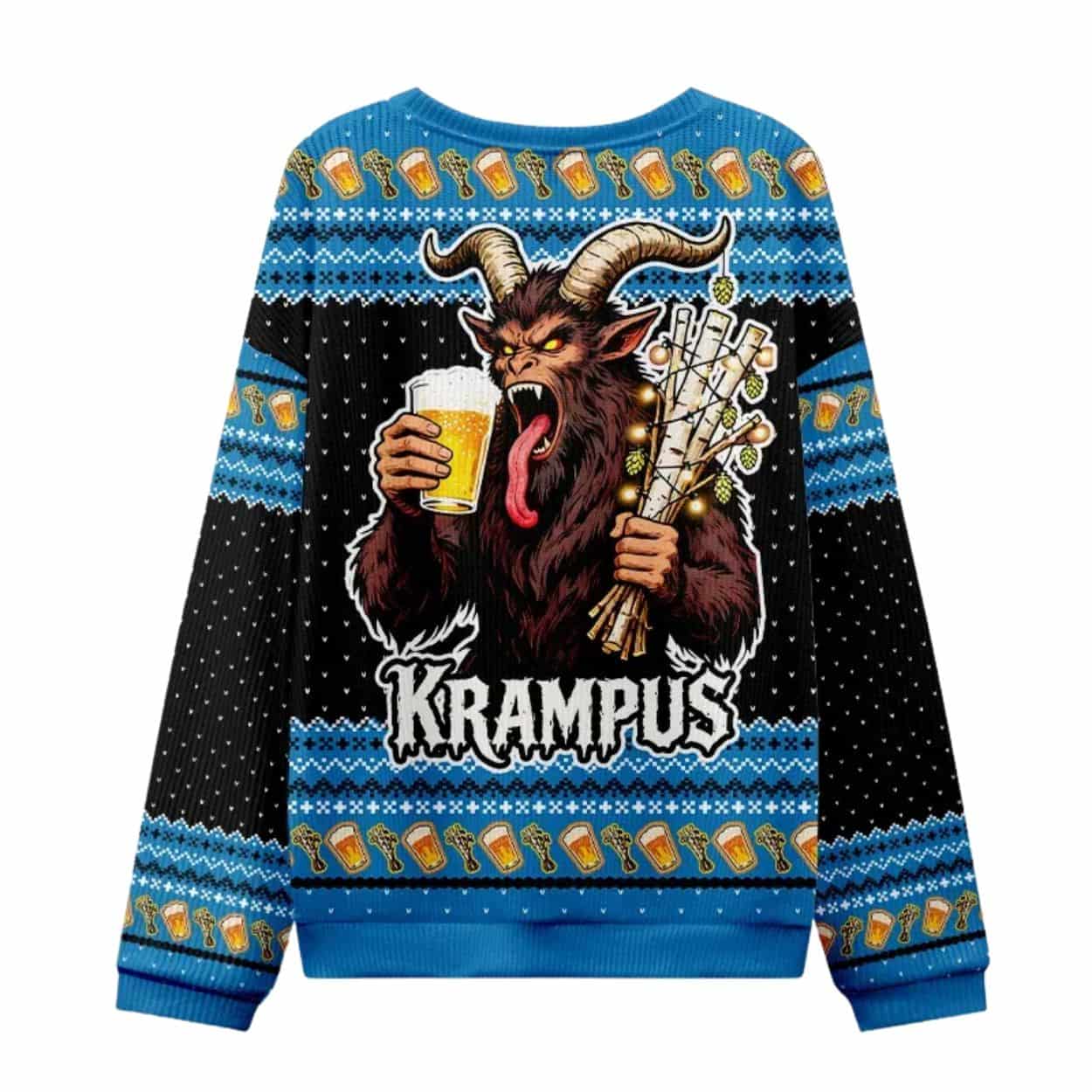 Krampus Drinking Beer Ugly Christmas Sweater