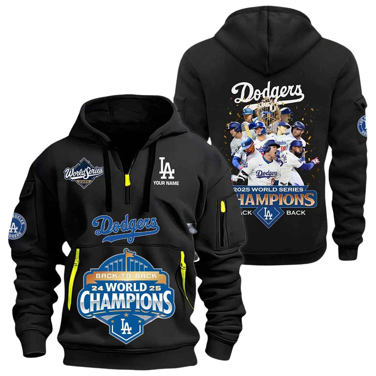 LA Dodgers Back To Back World Series 2025 Quarter Zip Hoodie
