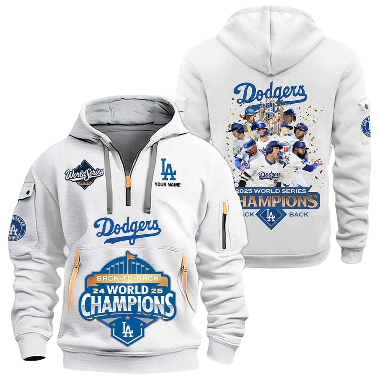 LA Dodgers Back To Back World Series 2025 Quarter Zip Hoodie