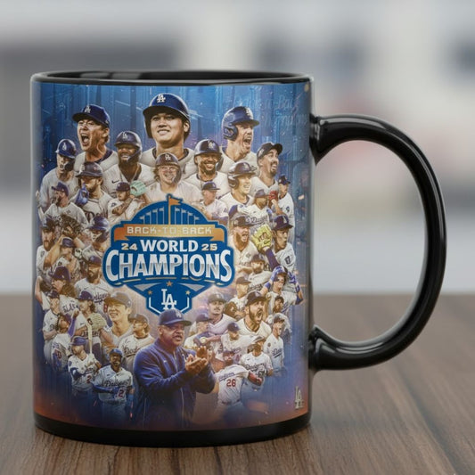 LA Dodgers Back To Back World Series 24 25 Champions Mug